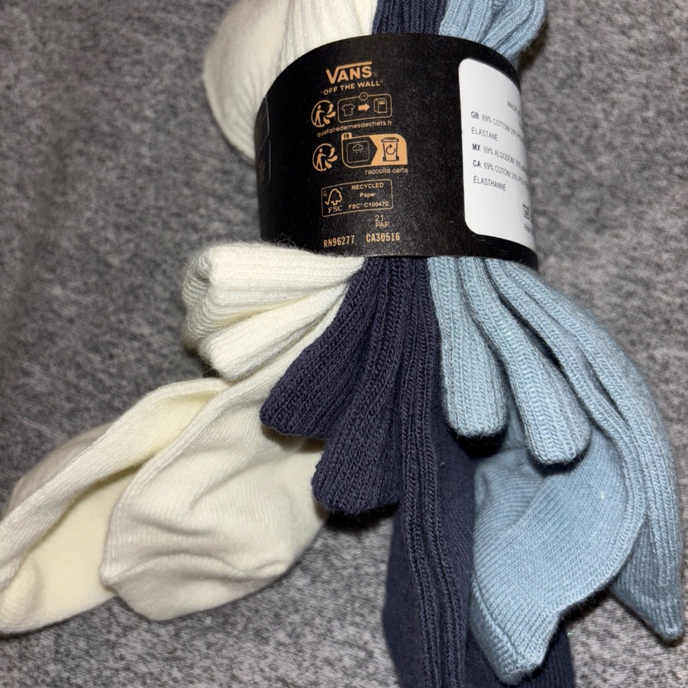 Vans Cream, Navy, and Light Blue Socks Trio